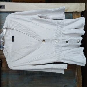 Bask Beige Fit & Flare Button Down Cardigan Sweater - Medium